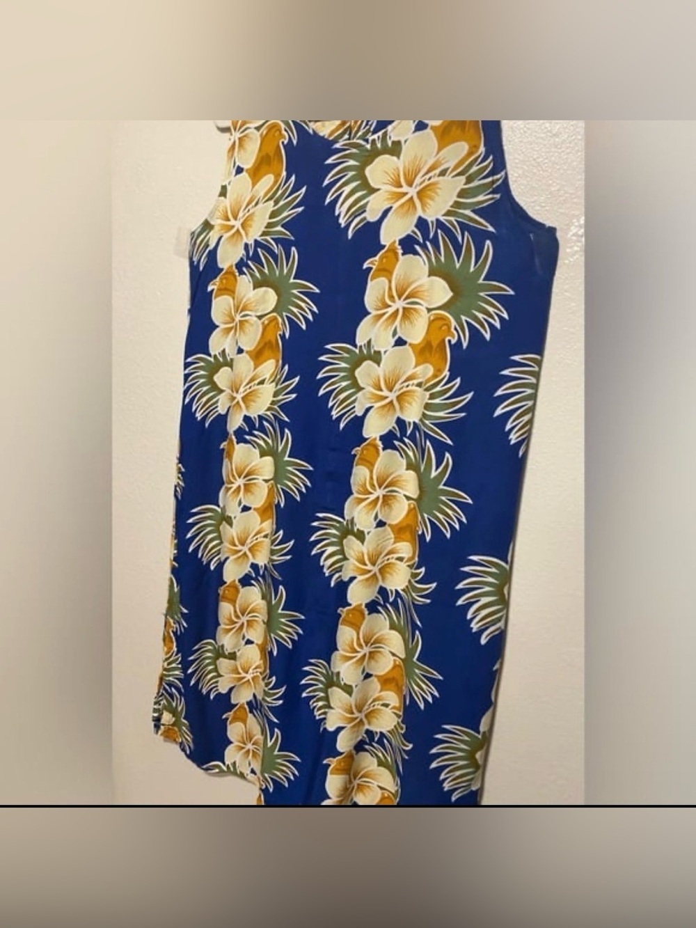 Tropical Floral Knee Length Dress XL | Hawaiian Sleeveless Resort Dress - Picture 4 of 5